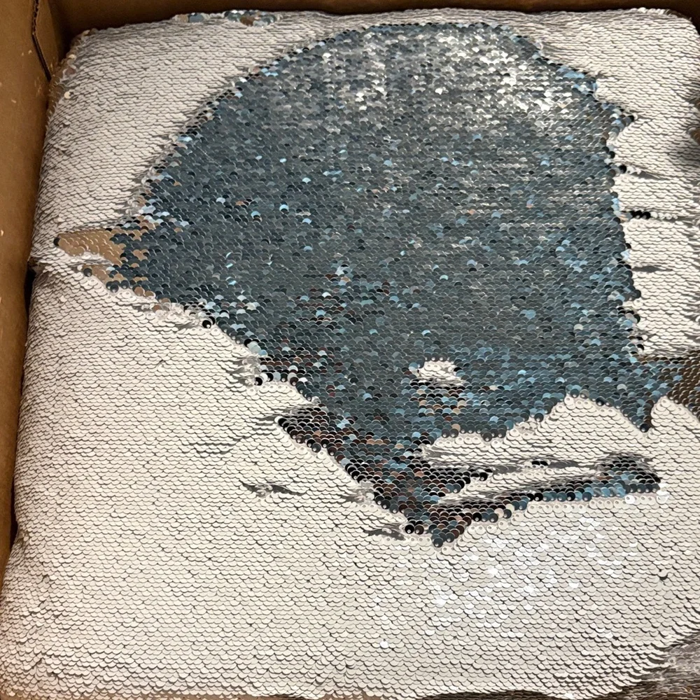 Silver and White Elegant Sequin Pillow by Aviva Stanoff